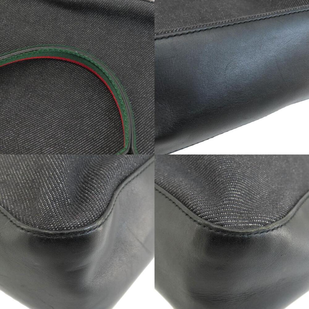 Gucci Sherry Handbag Canvas Leather Black - Picture 9 of 11